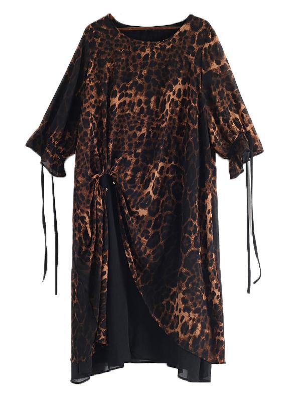 Women's Loose Large Irregular Leopard Chiffon Dress - SooLinen