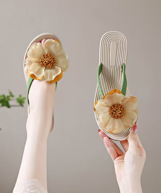 Women's Summer Fashion Floral Green Beach Flip Flops