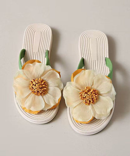 Women's Summer Fashion Floral Green Beach Flip Flops