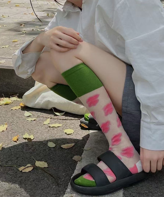 Women's Summer Thin Jacquard Over The Calf Socks
