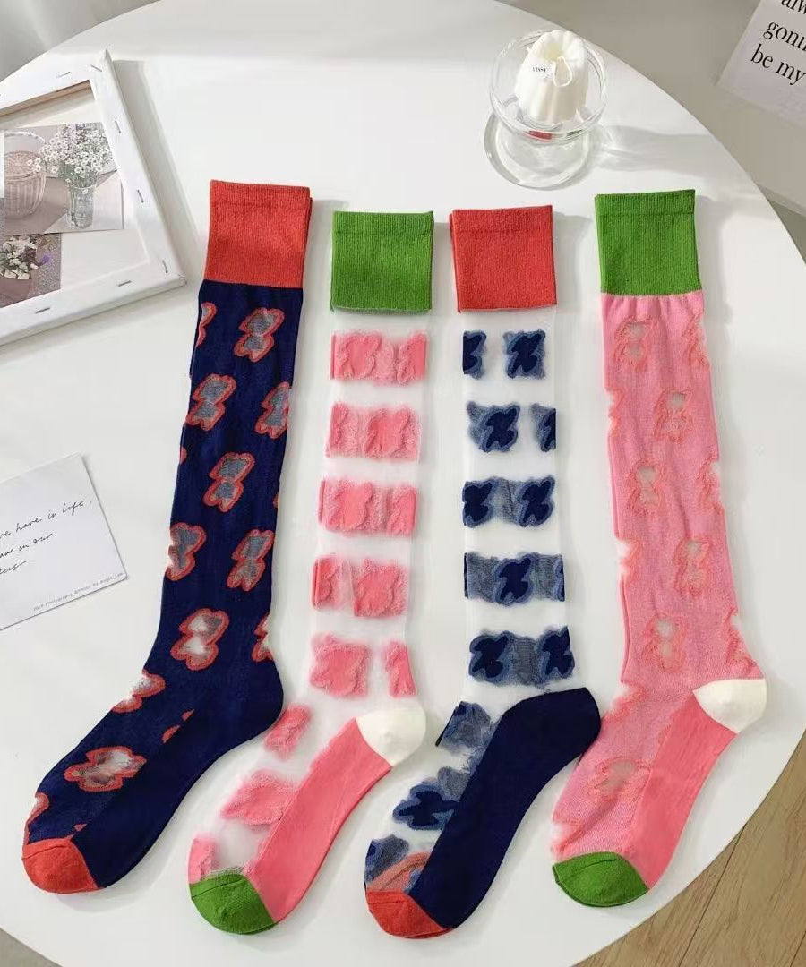 Women's Summer Thin Jacquard Over The Calf Socks