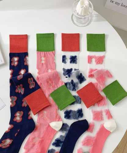 Women's Summer Thin Jacquard Over The Calf Socks