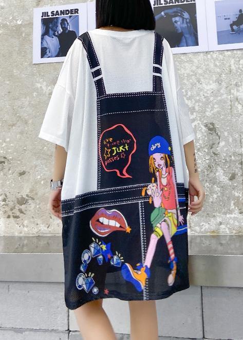 Women's summer loose mid-length fashion printed ming dress - SooLinen