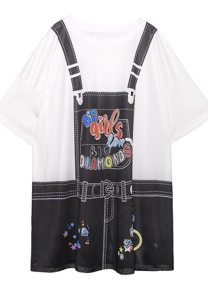 Women's summer loose mid-length fashion printed ming dress - SooLinen