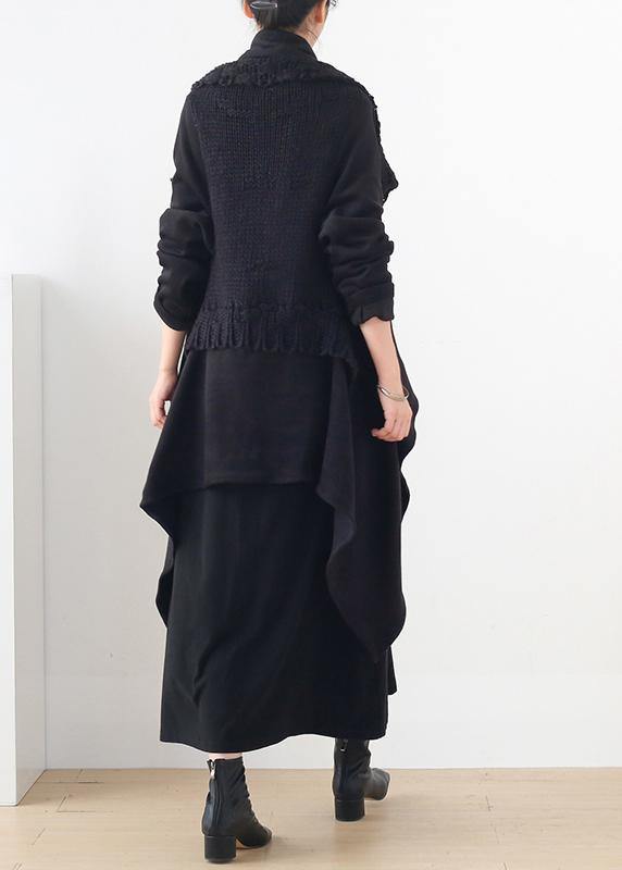 Women's sweater knitted stitching plus size outer cover - SooLinen