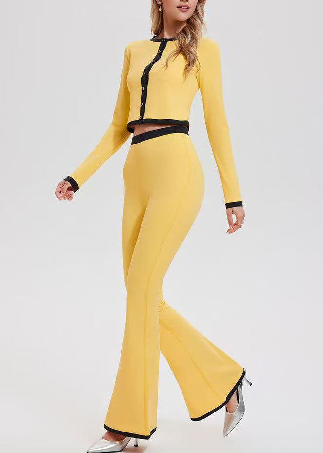 Yellow High Waist Tennis Sportswear Two-Piece Set Long Sleeve