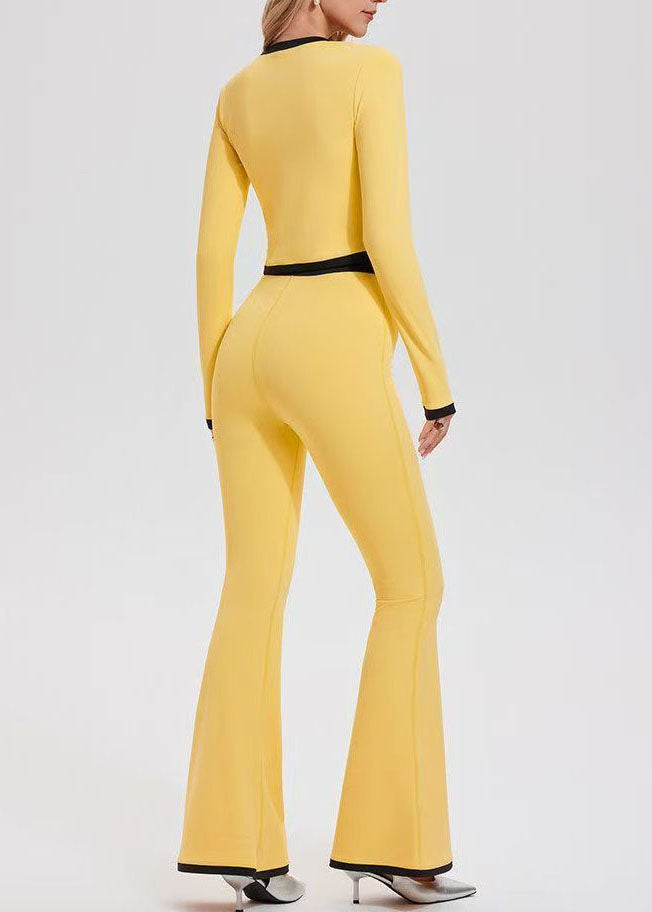 Yellow High Waist Tennis Sportswear Two-Piece Set Long Sleeve