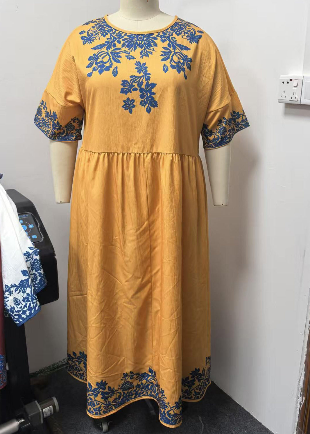 Yellow O-Neck Patchwork Maxi Dress Summer