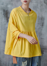 Load image into Gallery viewer, Yellow Patchwork Cotton Sweatshirt Oversized Fall