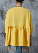 Load image into Gallery viewer, Yellow Patchwork Cotton Sweatshirt Oversized Fall