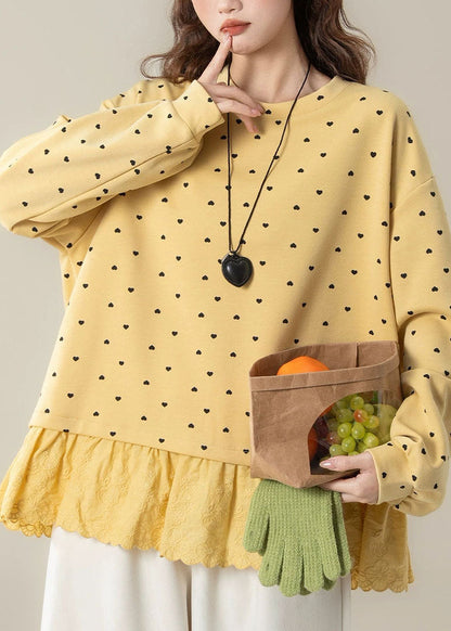 Yellow Patchwork Thick Solid Streetwear Embroidered Fall