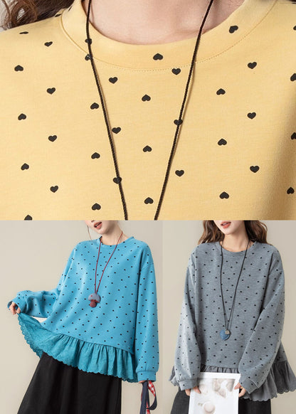 Yellow Patchwork Thick Solid Streetwear Embroidered Fall