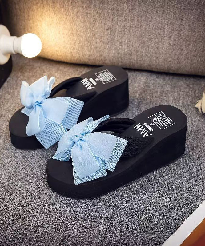 Yellow Platform Faux Leather Handmade Bow Flip Flops