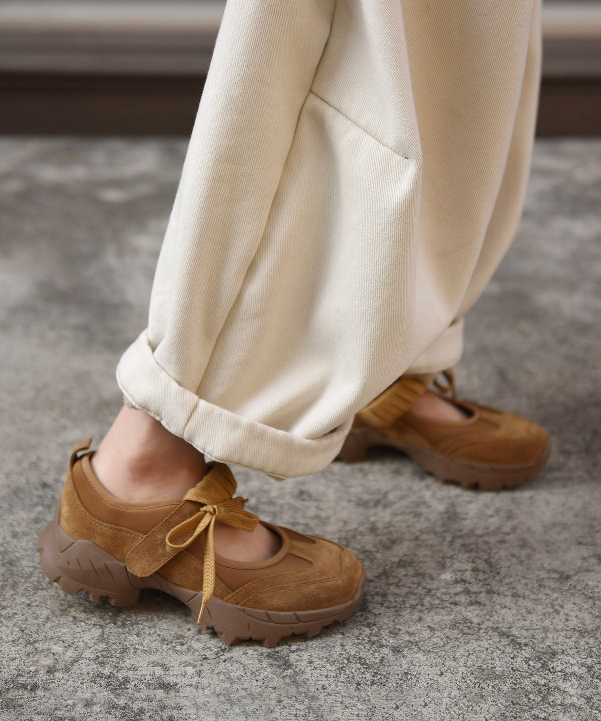 Yellow Platform Shoes Suede Casual Splicing Buckle Strap