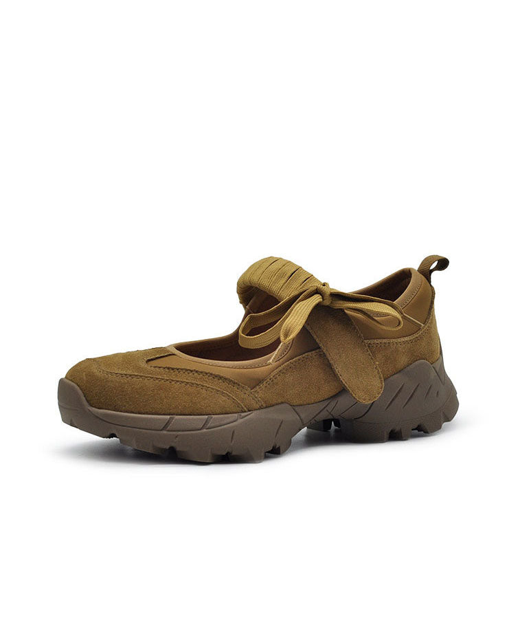 Yellow Platform Shoes Suede Casual Splicing Buckle Strap