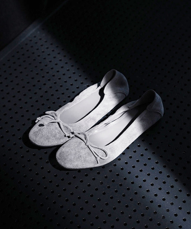 Yellow Suede Bow Splicing Comfy Flat Shoes For Women