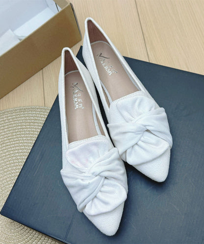 Yellow Suede Bow Splicing Penny Loafers Pointed Toe Plus Size