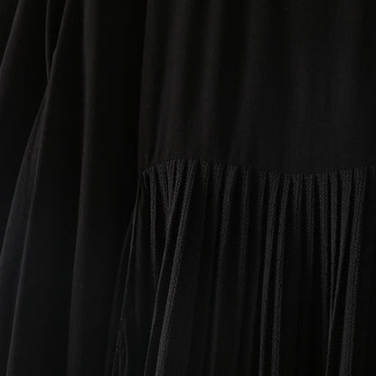 baggy black natural chiffon dress plus size asymmetric hem caftans New o neck gown