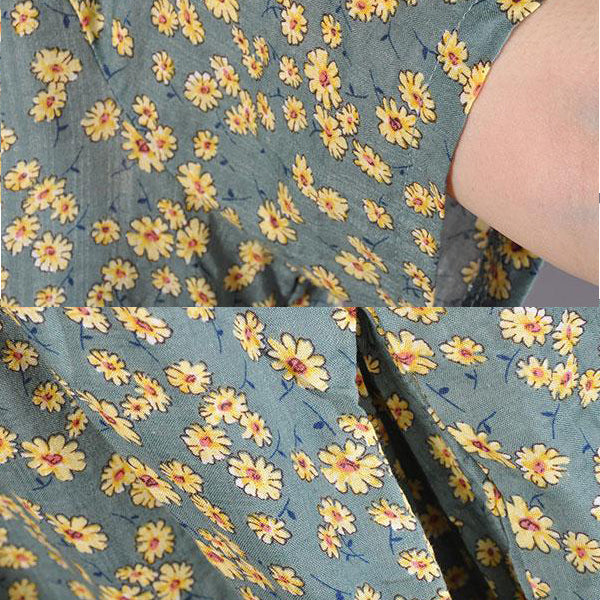 baggy long cotton dress oversized Floral Printed Dresses Summer Round Neck Short Sleeve Dress