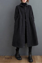 Load image into Gallery viewer, French blackish green corduroy coats Inspiration thick Cinched women coats ( Limited Stock)