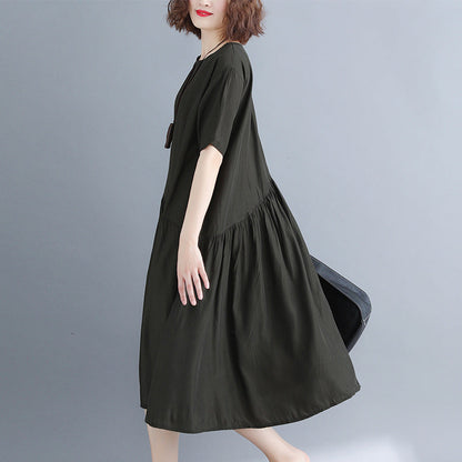 boutique black long cotton dresses trendy plus size O neck clothing dress boutique baggy dresses