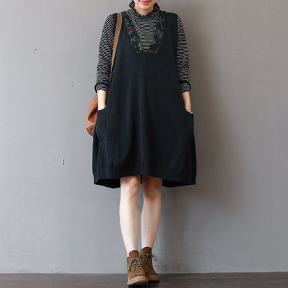 boutique black pure cotton dresses plus size holiday dresses hooded casual sleeveless cotton clothing dresses