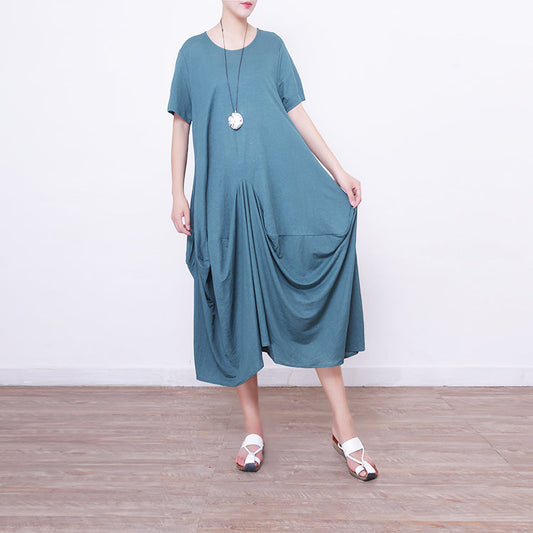 boutique green linen caftans plus size clothing o neck linen maxi dress 2018 asymmetric hem linen caftans