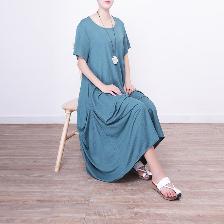 boutique green linen caftans plus size clothing o neck linen maxi dress 2018 asymmetric hem linen caftans
