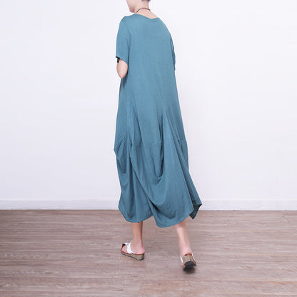 boutique green linen caftans plus size clothing o neck linen maxi dress 2018 asymmetric hem linen caftans