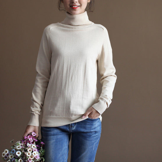 chunky nude winter sweater oversized knit sweat tops 2025 high neck pullover