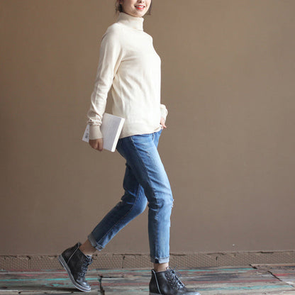 chunky nude winter sweater oversized knit sweat tops 2025 high neck pullover