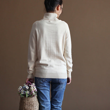 chunky nude winter sweater oversized knit sweat tops 2025 high neck pullover