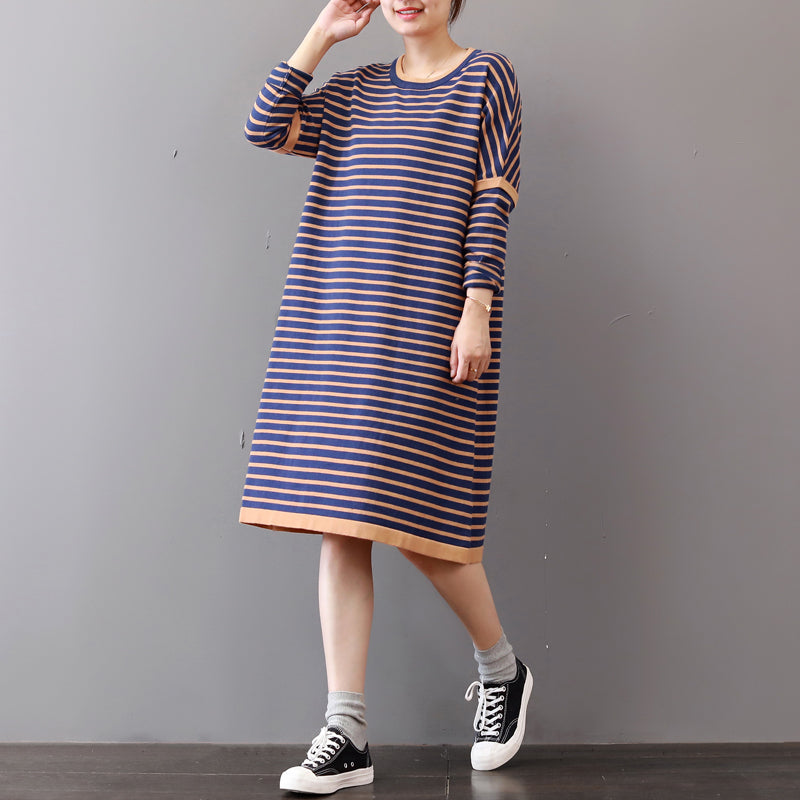 chunky striped sweater dress oversize o neck winter dresses Elegant long sleeve winter dress
