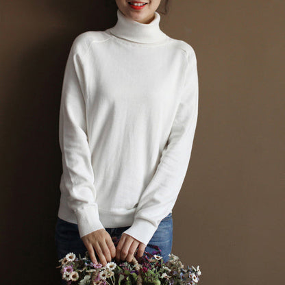 chunky white sweater plus size knitted blouses boutique high neck top wild