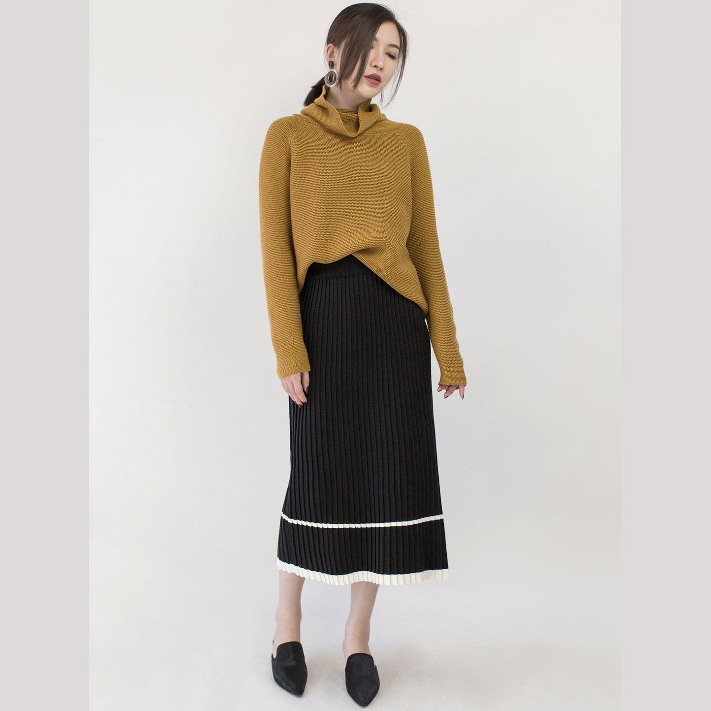 chunky yellow cozy sweater oversized high neck sweaters boutique baggy winter sweater