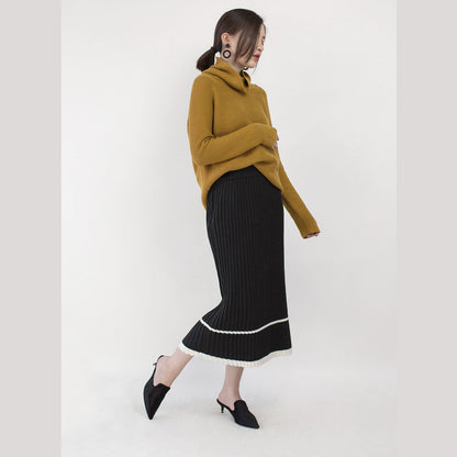 chunky yellow cozy sweater oversized high neck sweaters boutique baggy winter sweater