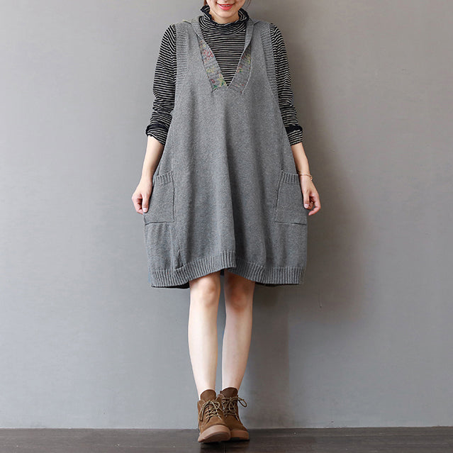 cozy green sweater dress trendy plus size sleeveless pullover sweater casual hooded dress