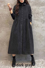 Load image into Gallery viewer, French blackish green corduroy coats Inspiration thick Cinched women coats ( Limited Stock)