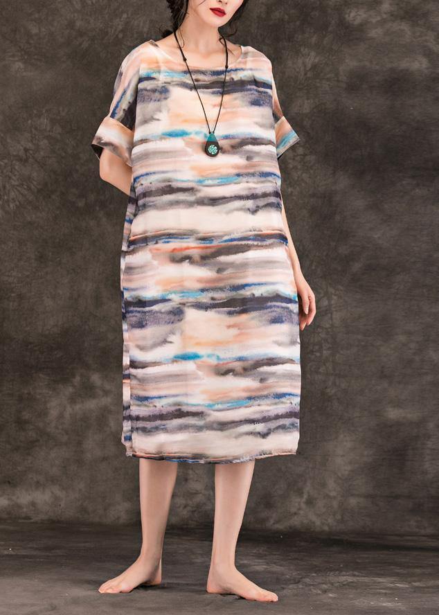 diy multicolor clothes o neck pockets Midi summer Dress - SooLinen