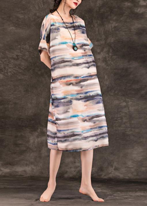 diy multicolor clothes o neck pockets Midi summer Dress - SooLinen