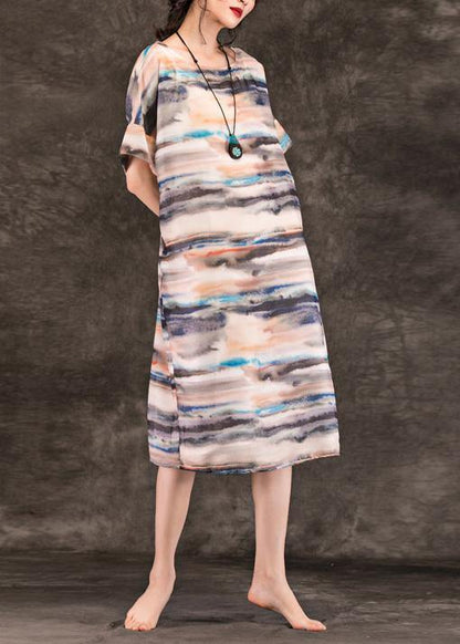 diy multicolor clothes o neck pockets Midi summer Dress - SooLinen