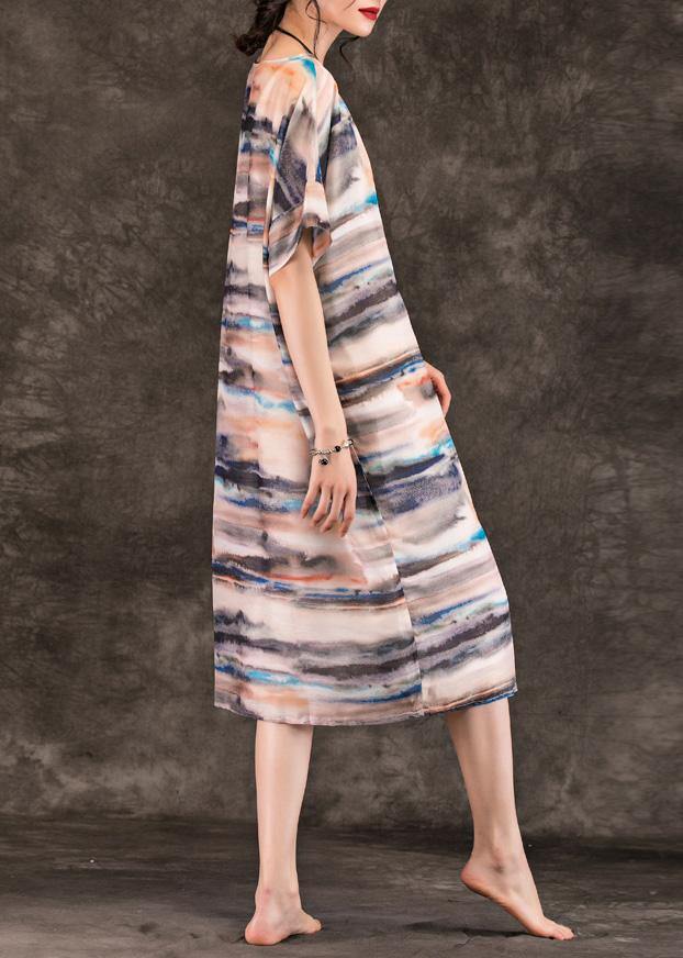 diy multicolor clothes o neck pockets Midi summer Dress - SooLinen