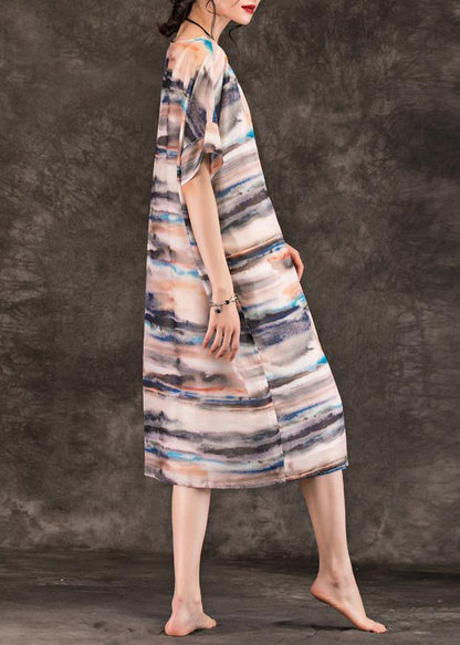 diy multicolor clothes o neck pockets Midi summer Dress - SooLinen