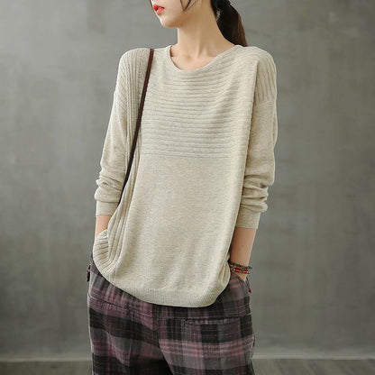Diy o neck linen fall tops women Cotton beige top - SooLinen