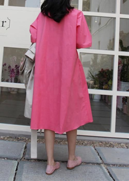 eautiful v neck half sleeve cotton linen quilting clothes Tutorials rose Dress - SooLinen