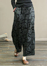 Load image into Gallery viewer, Black Striped Linen Wide Leg Pants Elastic Waist Oversized Summer