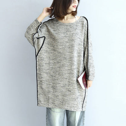 fall fashion 2025 casual knit cotton dresses light gray long sleeve sweater dress