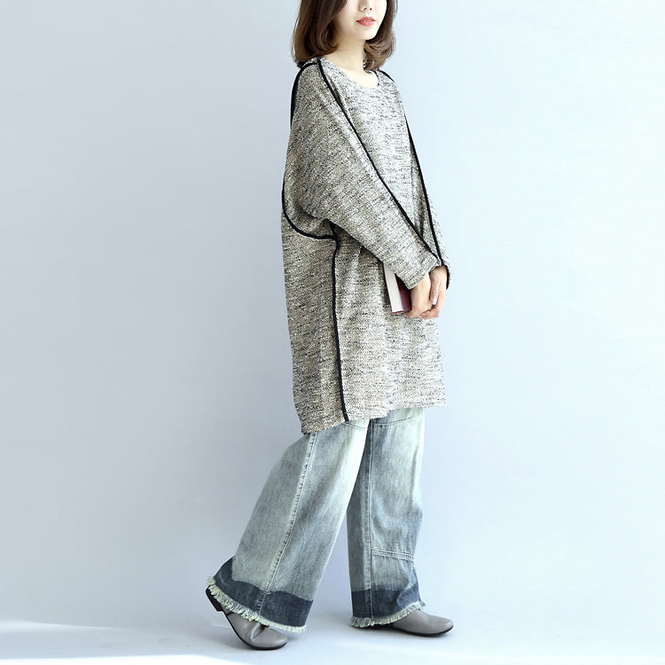 fall fashion 2025 casual knit cotton dresses light gray long sleeve sweater dress