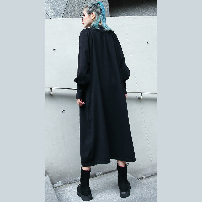 fashion red autumn plus size clothing stand collar traveling dress boutique pockets baggy dresses