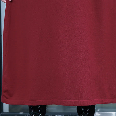 fashion red autumn plus size clothing stand collar traveling dress boutique pockets baggy dresses